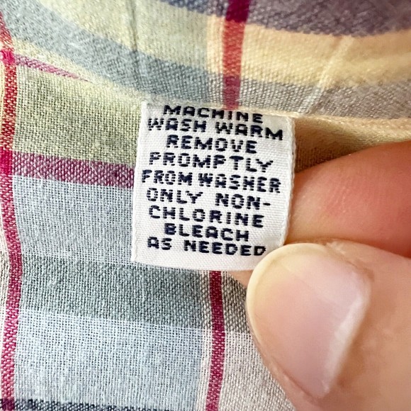 VTG Ralph Lauren BLAKE Cotton Plaid Button Down Shirt S/S Lightweight Soft Sz L - Picture 7 of 9